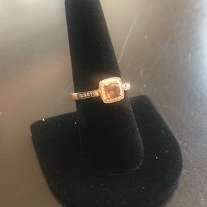 LeVian 14kt Rose Gold w/ 1ct Chocolate Quartz Sz 9